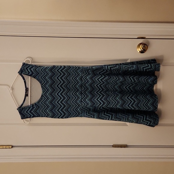 Pime Womens Large Zigzag Teal Dress - Picture 4 of 5